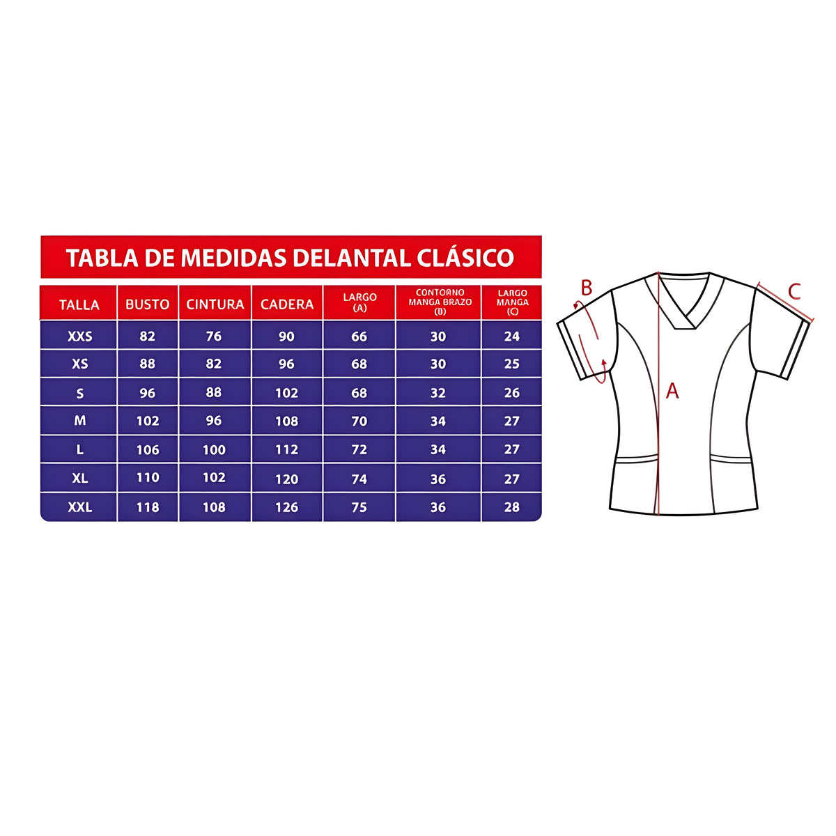Delantal Mujer Clasico Antifluidos Blanco