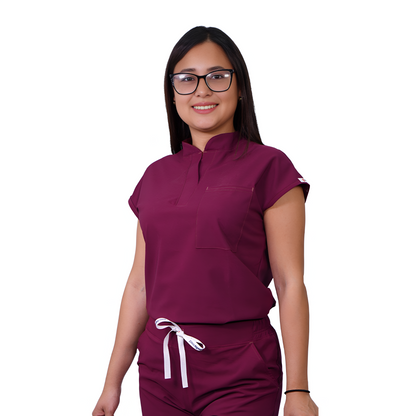 Delantal mujer antifluidos Amapola Burdeo