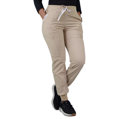 Pantalón Clínico Jogger Antifluidos Beige Claro
