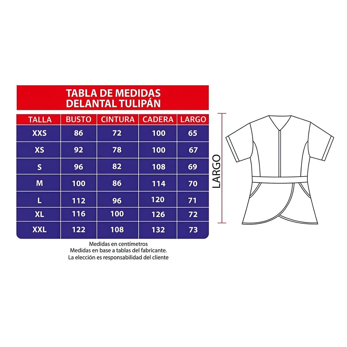 Delantal Mujer Tulipan Antifluidos Burdeo