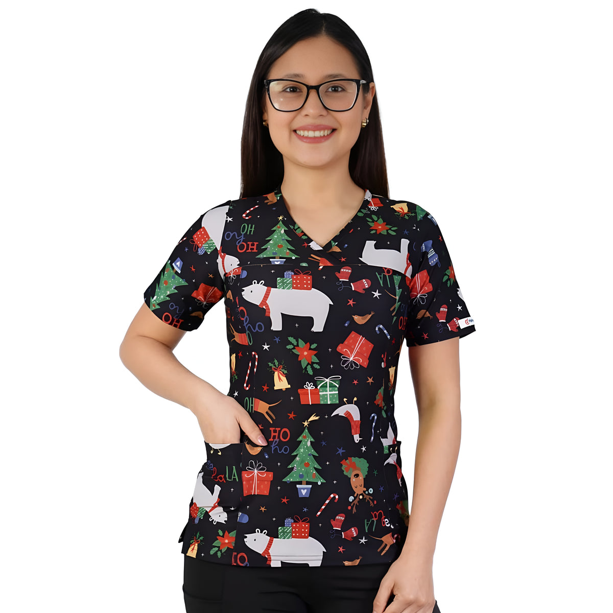 Delantal Elasticado Estampado Osos Navidad
